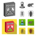 Staff, packing with poison and pests monochrome,flat icons in set collection for design. Pest Control Service vector Royalty Free Stock Photo