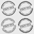 Staff pick insignia stamp isolated on white.