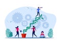 staff planted a ladder tree to create a vision. A vision for the growth or development of the company. investment concept