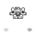 Staff, Security, Friend zone, Gang Bold and thin black line icon set Royalty Free Stock Photo