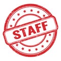 STAFF text on red grungy vintage round stamp