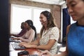 Staff Working In Busy Customer Service Department Shot Royalty Free Stock Photo