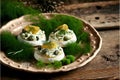 Staffed Mushrooms with fresh dill, cheese and sour cream. Generative AI