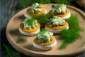 Staffed Mushrooms with fresh dill, cheese and sour cream. Generative AI