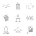 Staffing agency icons set, outline style