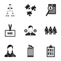 Staffing agency icons set, simple style