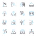 Staffing solutions linear icons set. Recruitment, Placement, Staffing, Hiring, Talent, Employment, Candidates line