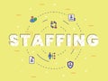 Staffing typography calligraphy word art with filled color style