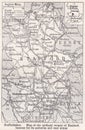 Vintage map of Staffordshire 1930s.