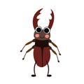 Stag Beetle animal cartoon character vector illustration