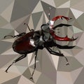 Stag beetle, brown bug on a grey background, colorful mosaic Royalty Free Stock Photo