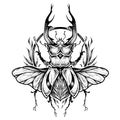 Stag-beetle tattoo. psychedelic, zentangle style. vector illustration Royalty Free Stock Photo