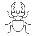 Stag-beetle thin line icon, Insects concept, large beetle sign on white background, Deer bug icon in outline style for Royalty Free Stock Photo