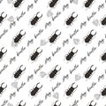 Stag Beetles Bug Vector Graphic Art Seamless Pattern Royalty Free Stock Photo