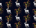 Stag deer and tree.seamless pattern