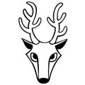 Stag Head Deer Animal Antlers Cartoon Simple Outline Stylized