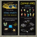 Stag-party invit on the beach. Holiday, vacation, invitation car