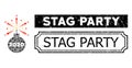 Stag Party Scratched Rubber Stamp with Notches and 2020 Fireworks Detonator Collage of Rectangular Items