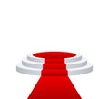 Stage for awards ceremony. Podium with red carpet. Pedestal. Spotlight. Vector illustration