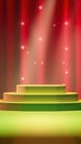Stage with carpet and spotlight. Stage podium with lighting Stage Podium Scene. Royalty Free Stock Photo