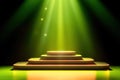 Stage with carpet and spotlight. Stage podium with lighting Stage Podium Scene. Royalty Free Stock Photo