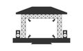 Stage concert, theater, podium, spotlight, stage light, empty stage, musical equipment speakers, simple icons, stage