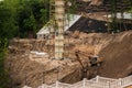 Stage of construction of the glass pedestrian bridge Klichka in Kyiv Royalty Free Stock Photo