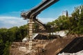 Stage of construction of the glass pedestrian bridge Klichka in Kyiv Royalty Free Stock Photo