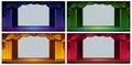 Stage curtains isolated set, empty textile frames Royalty Free Stock Photo