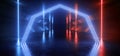 Stage Cyber Sci Fi Futuristic Neon Laser Glowing Lights Arc Tunnel Corridor Purple Red Blue Pantone Virtual Garage Underground