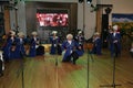 On stage are dancers and singers, actors, chorus members, dancers of the corps de ballet and soloists of the Cossack ensemble