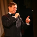 On the stage an elderly singer in the strict men's suit with a bow tie - singer Edward Hill ( Mr. Trololo ) Royalty Free Stock Photo