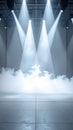 Stage with Fog Four Spotlights and Dark Background in Vertical Composition Royalty Free Stock Photo
