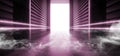 Stage Futuristic Sci Fi Smoke Neon Laser Spaceship Future Dark Corridor Glowing Pink Concrete Grunge Hallway Vibrant Fluorescent