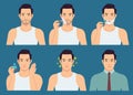 The stage illustration of the handsome man shaves his beard. Royalty Free Stock Photo