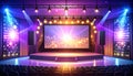 Stage with large projection screen and audience seats Royalty Free Stock Photo