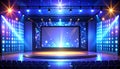 Stage with large screen and blue light panels theater Royalty Free Stock Photo