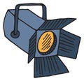 Stage light doodle. Spotlight projector lamp drawing Royalty Free Stock Photo