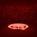 Stage lighting background with spot light effects. Stage podium scene for award ceremony on red background Royalty Free Stock Photo