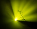 Green Stage Lighting At Concert With Microphone