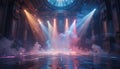 Stage Lighting with Smoke Effects in a Grand Hall Interior Royalty Free Stock Photo