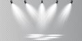 Stage lighting, on a transparent background. Bright lighting with spotlights. directional studio light. Royalty Free Stock Photo