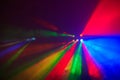 Stage lights in action at the concert. Lights show. Lazer show. Royalty Free Stock Photo