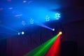 Stage lights in action at the concert. Lights show. Lazer show. Royalty Free Stock Photo