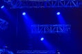 Stage lights on a console at a concert against blue background Royalty Free Stock Photo