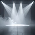 Stage Lights Illuminating Smoke Effects on Empty Platform with Dramatic Lighting Royalty Free Stock Photo