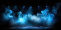 Stage Lights And Smoke An Illuminated Stage With Scenic Lights And Smoke Featuring A Blue Spotlight Royalty Free Stock Photo