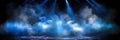 Stage Lights And Smoke An Illuminated Stage With Scenic Lights And Smoke Featuring A Blue Spotlight Royalty Free Stock Photo