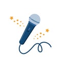 Stage microphone with cable. Sound recording equipment. Retro microphone. Vector illustration