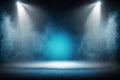 Stage night studio entertainment background with blue smoke spotlight Royalty Free Stock Photo